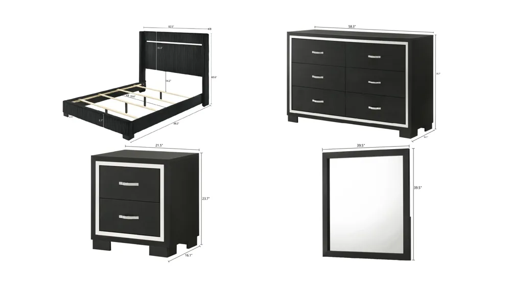 Genro 4-pc. Bedroom Set Dimensions