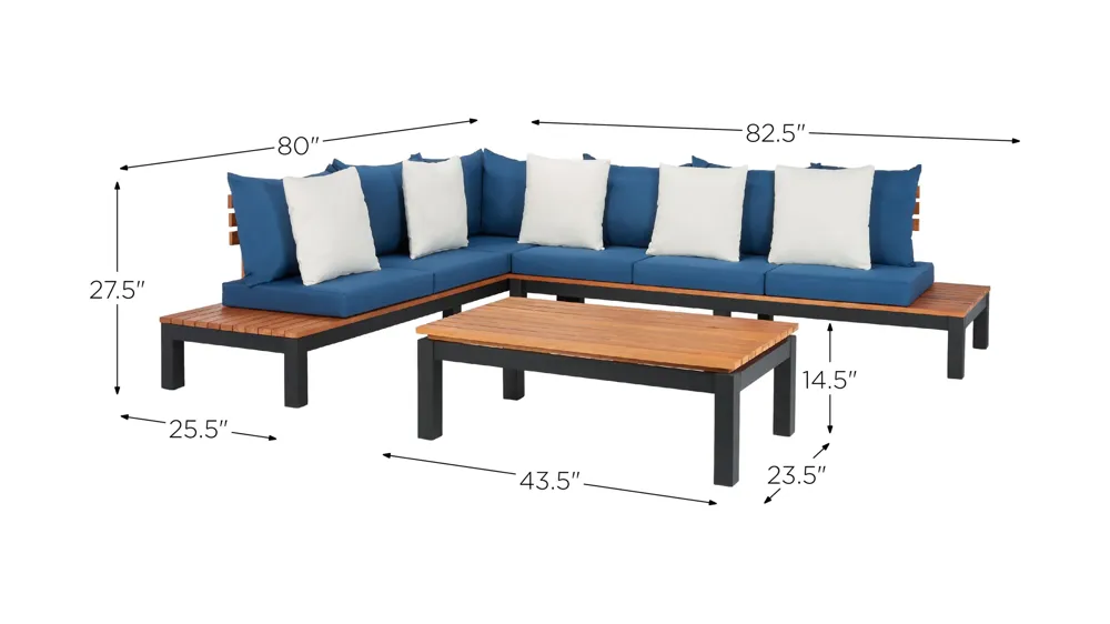 Kelda 3-pc. Outdoor Sectional Set Dimensions