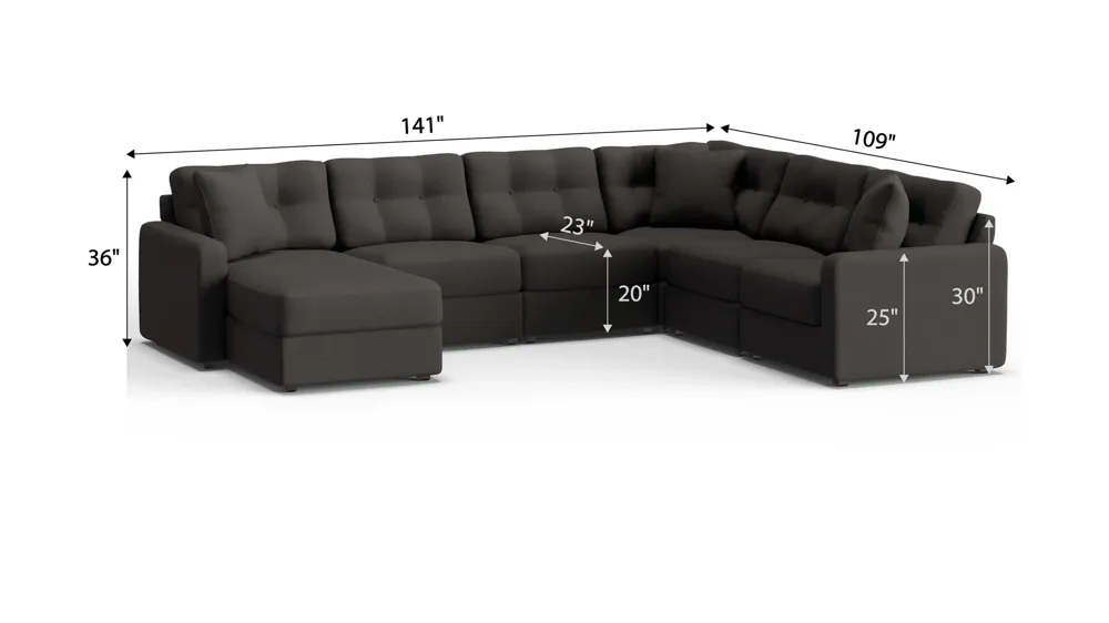 ModularOne 6-pc. Sectional Dimensions
