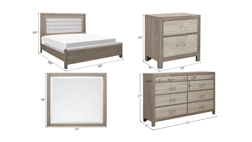 Dermot 4-pc. Bedroom Set Dimensions