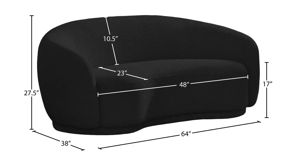 Hyde Boucle Fabric Loveseat Dimensions