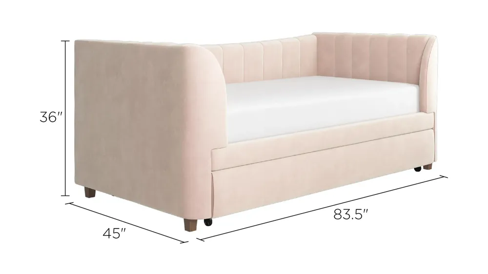 Little Seeds Valentina Upholstered Daybed with Trundle Dimensions