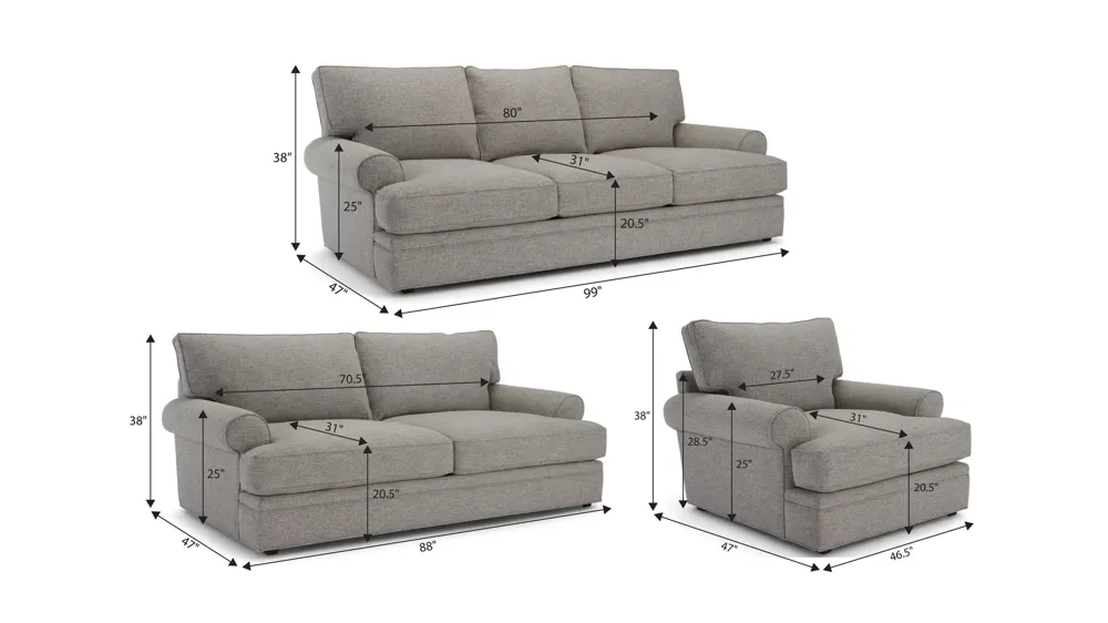 Nelson Living Room Set Dimensions