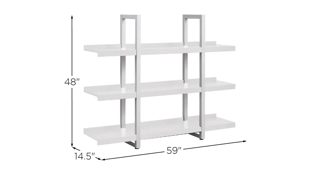 Kristoff Wide 3-Shelf Etagere Bookcase Dimensions