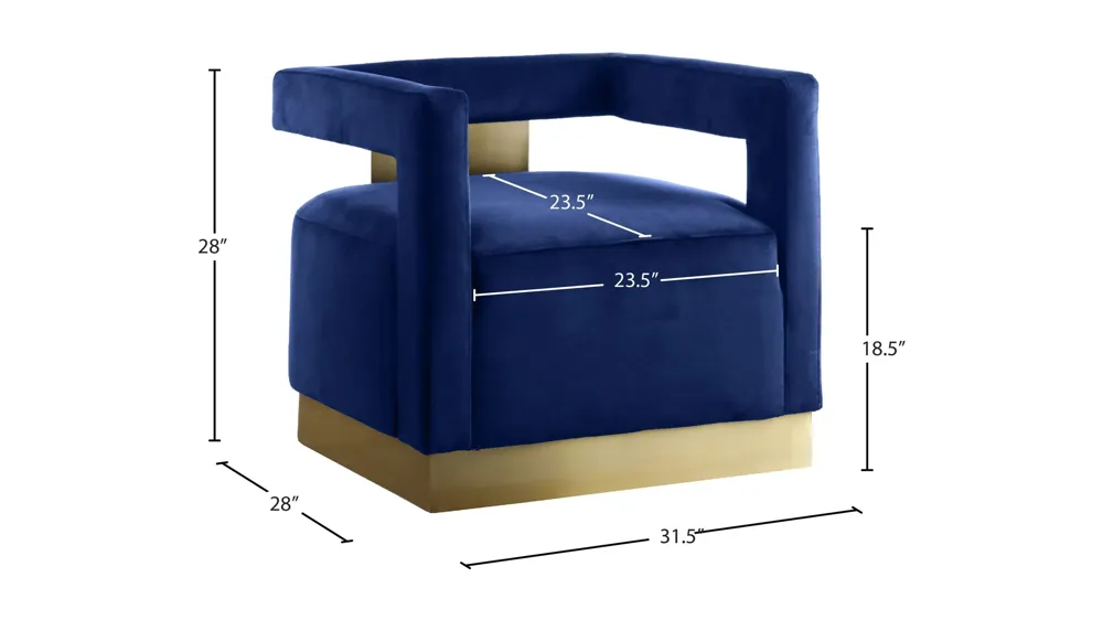 Armani Velvet Accent Chair Dimensions