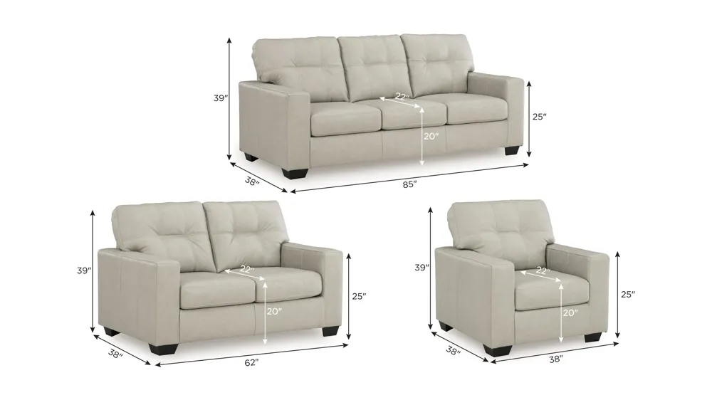 Arvell Living Room Set Dimensions