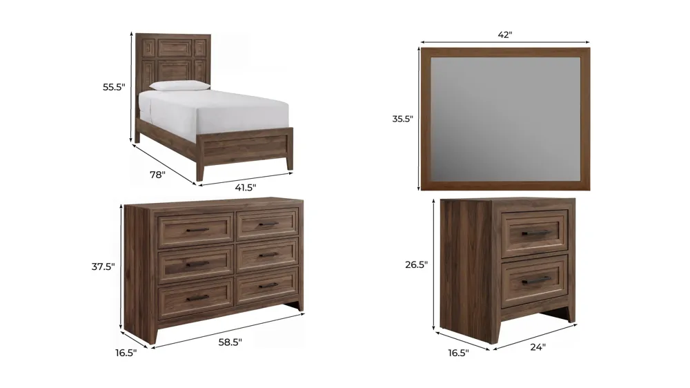 Syrus 4-pc. Bedroom Set Dimensions