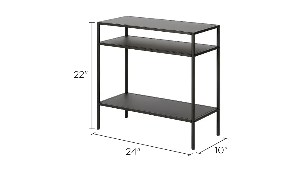 Ricardo Rectangular Side Table with Metal Shelves Dimensions