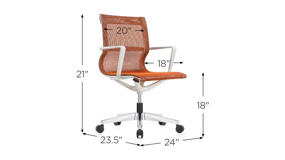 Kinetic White Frame Office Chair with Mesh Back Dimensions