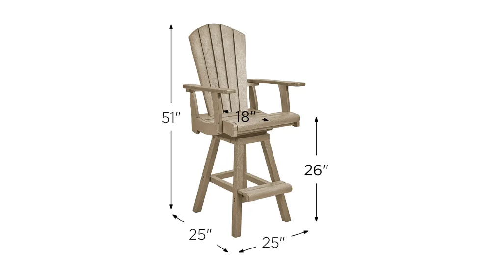 Generation Recycled Outdoor Swivel Bar Height Arm Chair Dimensions