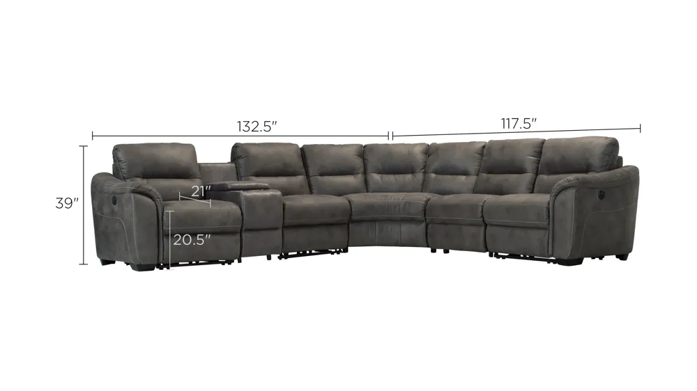 Rockland 6-pc. Microfiber Power-Reclining Sectional Sofa w/ Storage Dimensions