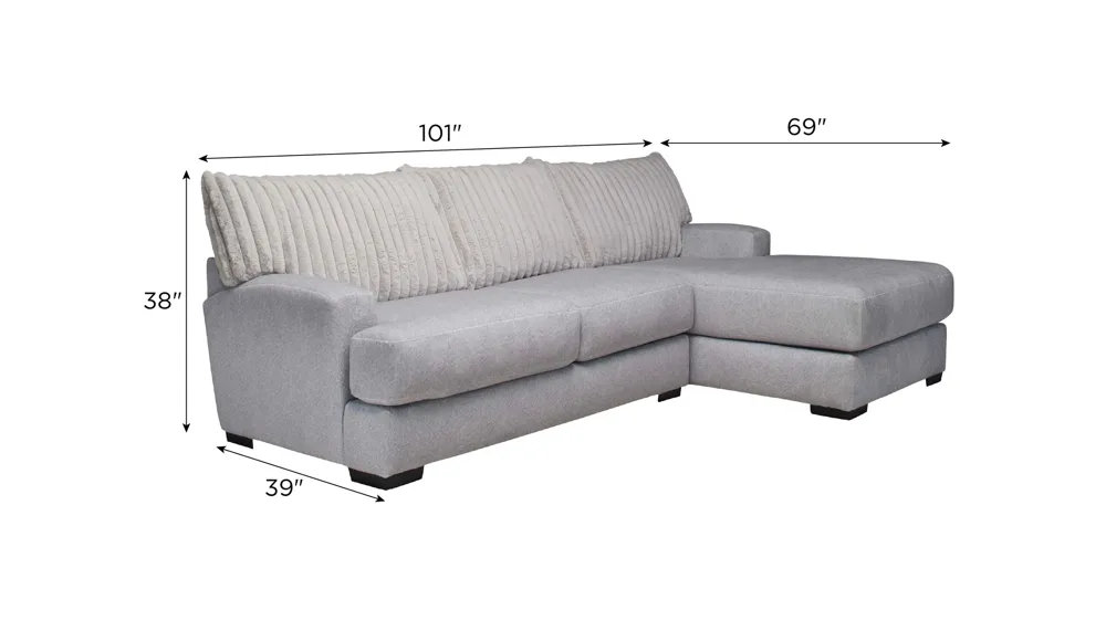 Mondo 2-pc. Right Arm Facing Sofa Chaise Dimensions