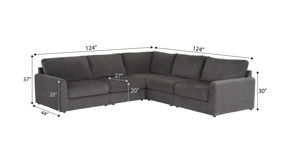 Tessa 5-pc. Sectional Dimensions