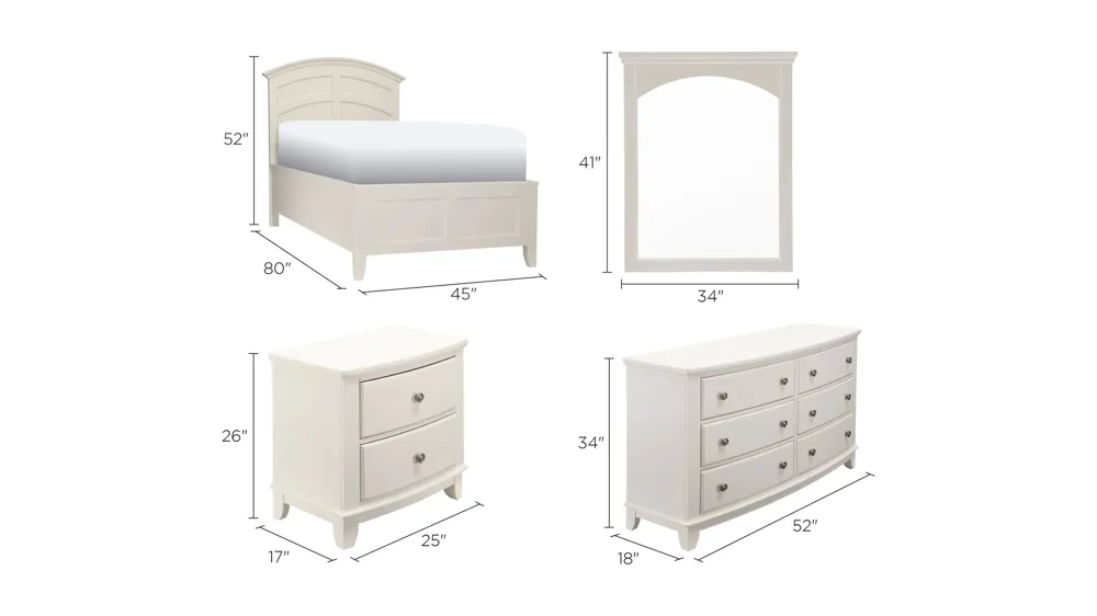 Kylie Youth 4-pc. Platform Bedroom Set Dimensions