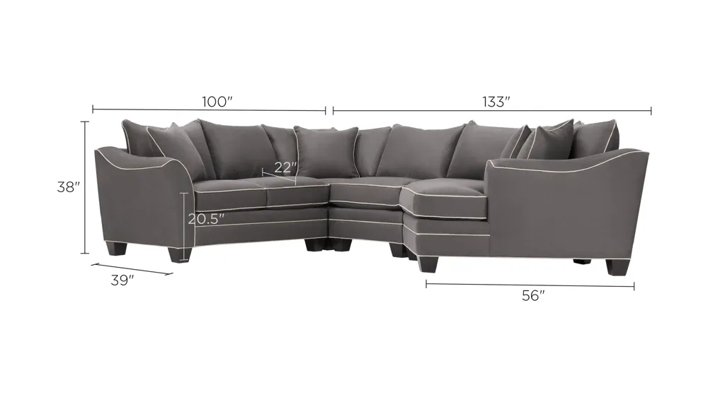 Foresthill 4-pc. Right Hand Cuddler Sectional Sofa Dimensions
