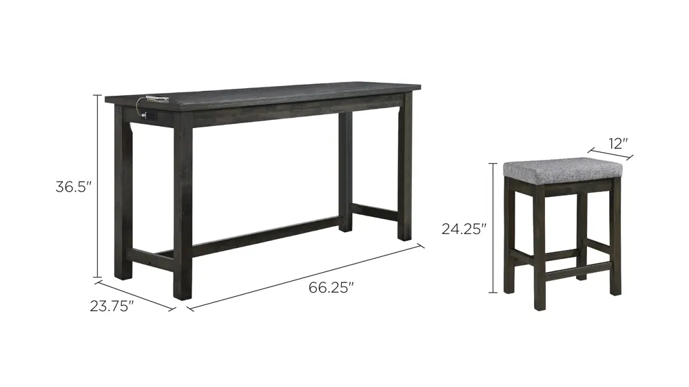 Holders 4-pc. Counter-Height Dining Set W/ Usb Port And Power Outlet Dimensions