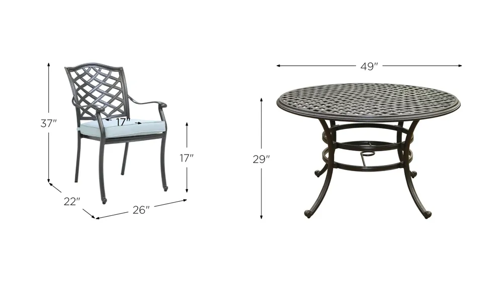 Halston Outdoor 5-pc. Round Dining Set Dimensions