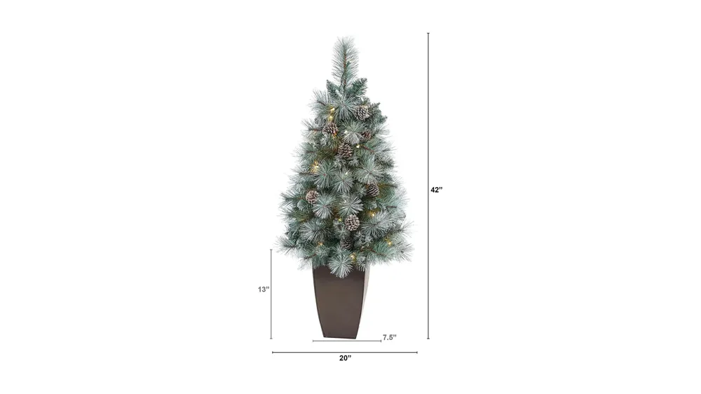 3.5' Pre-Lit Frosted Tip British Columbia Mountain Pine Artificial Tree Dimensions