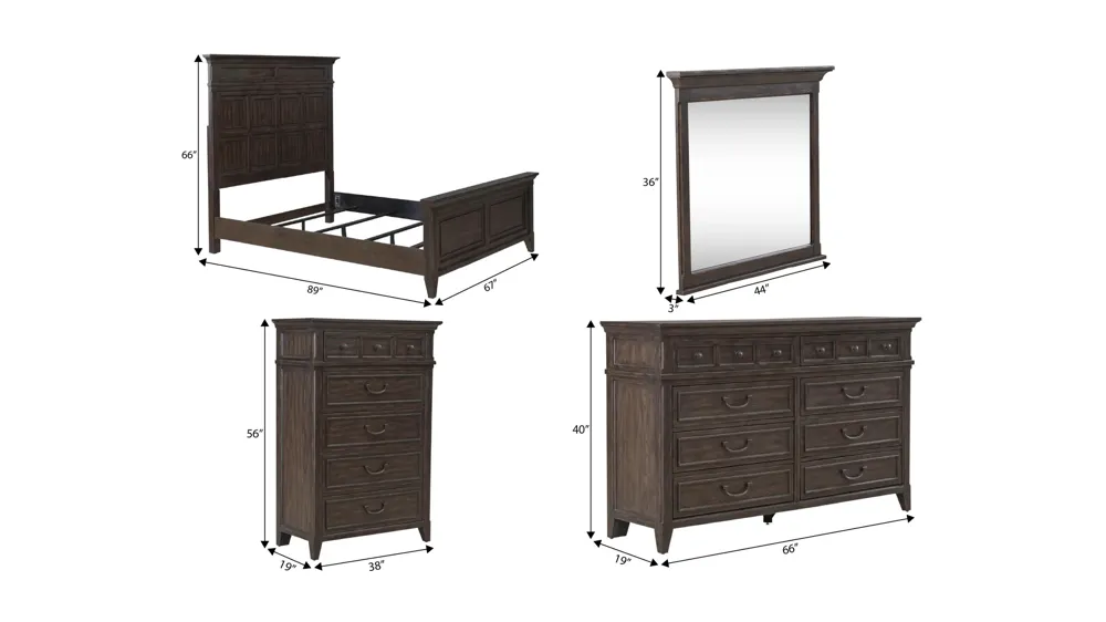 Paradise Valley 4-pc. Bedroom Set Dimensions