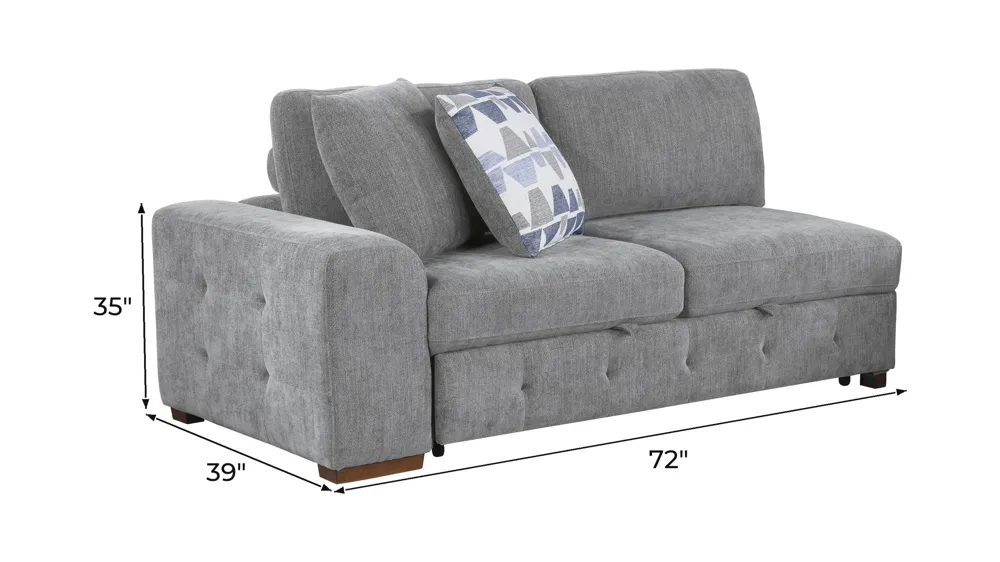 Dolman Left Arm Facing Loveseat with Pop-Up Sleeper Dimensions