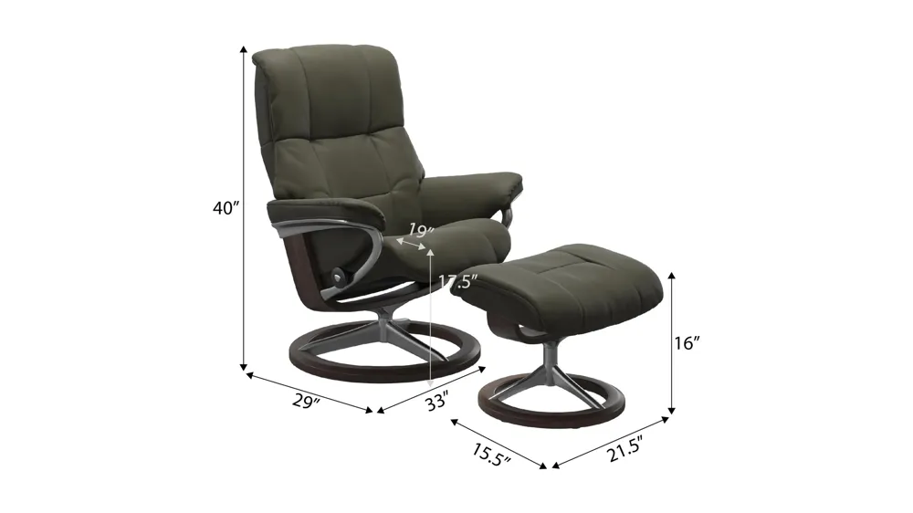 Mayfair Medium Signature Chair w/ Ottoman Dimensions