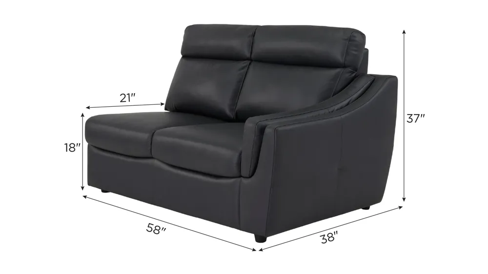 Warner Leather Right Arm Facing Loveseat Dimensions