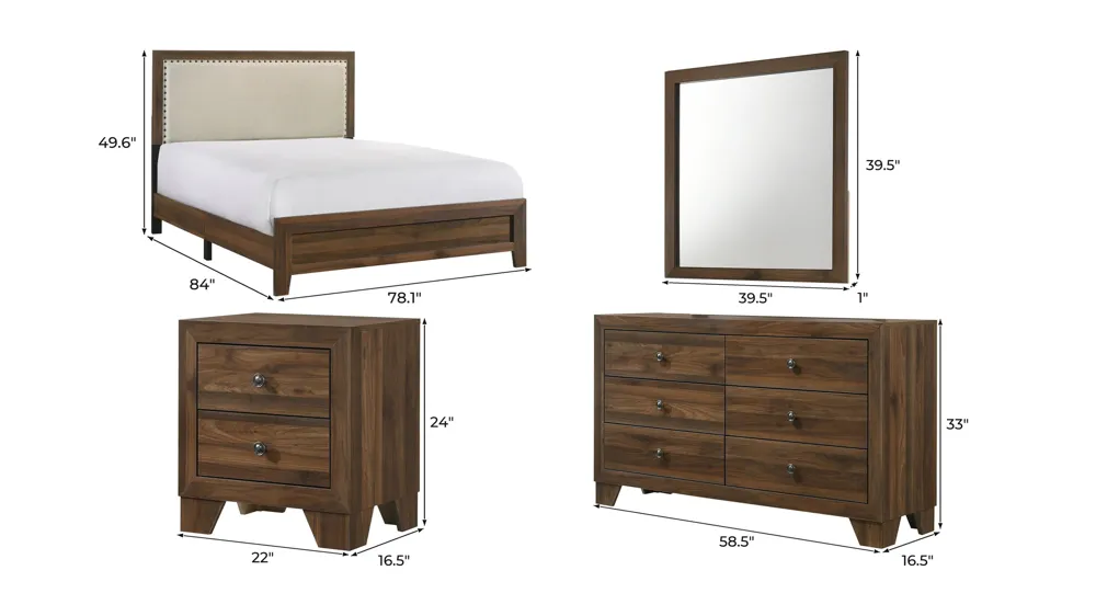 Millie 4-pc. Bedroom Set Dimensions