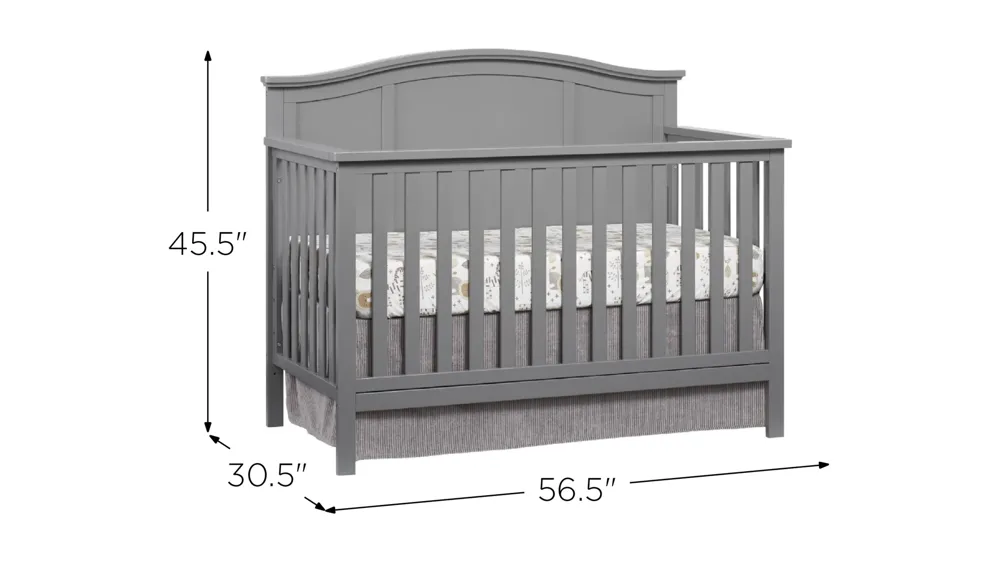 Oxford Baby Emerson 4-in-1 Convertible Crib with Conversion Kit Dimensions