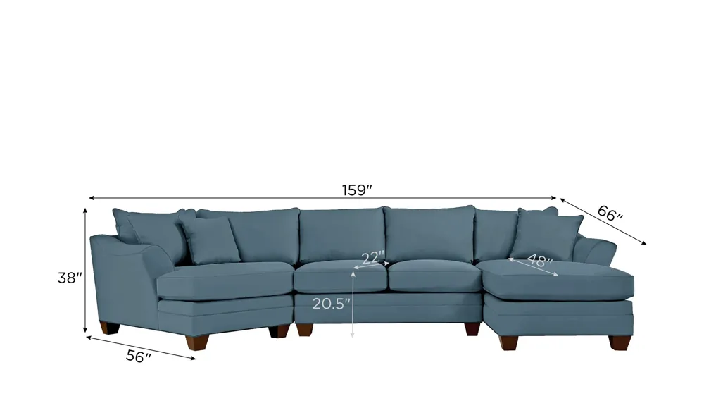 Foresthill 3-pc. Right Hand Facing Sectional Sofa Dimensions