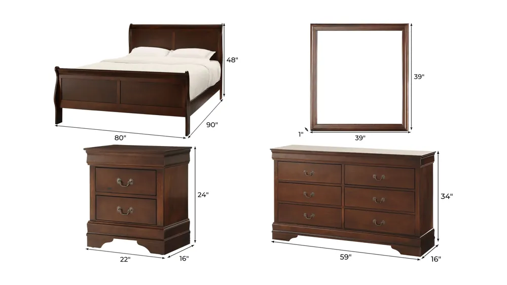 Edina 4-pc. Bedroom Set Dimensions