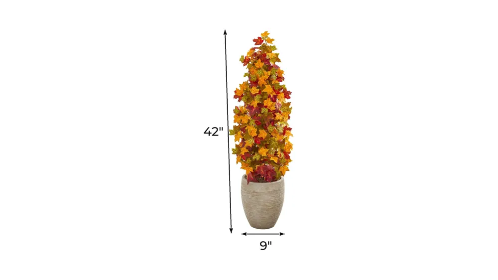 42in. Autumn Maple Artificial Tree in Sand Colored Planter Dimensions