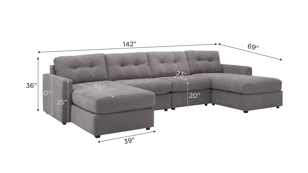 ModularOne 4-pc. Sectional Dimensions