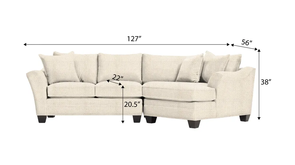 Foresthill 2-pc. Right Hand Cuddler Sectional Sofa Dimensions