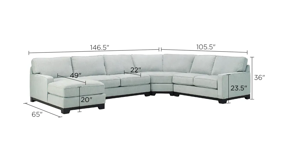 Arlo 4-pc. Sectional Sofa Dimensions