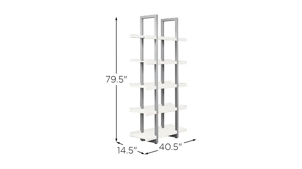 Kristoff Narrow 5-Shelf Etagere Bookcase Dimensions