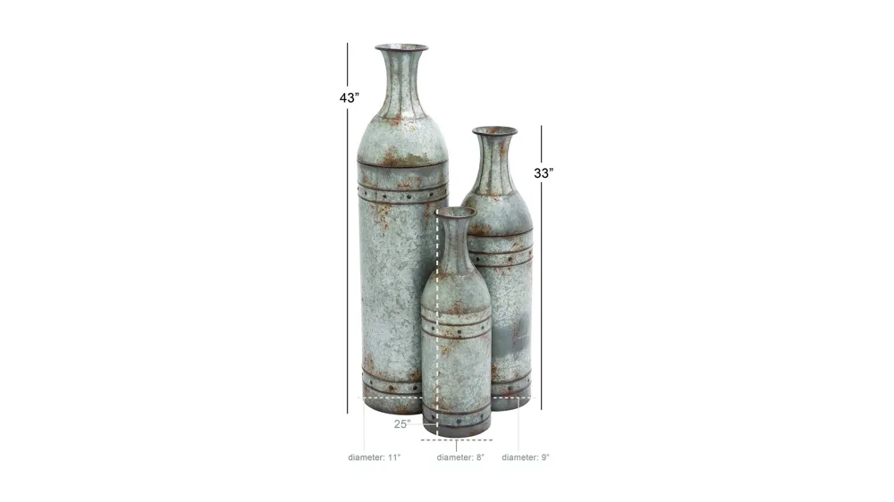 Ivy Collection Gad About Vase Set of 3 Dimensions