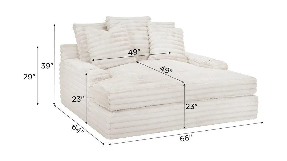 Woolly Chaise w/ Cup Holders and USB Dimensions