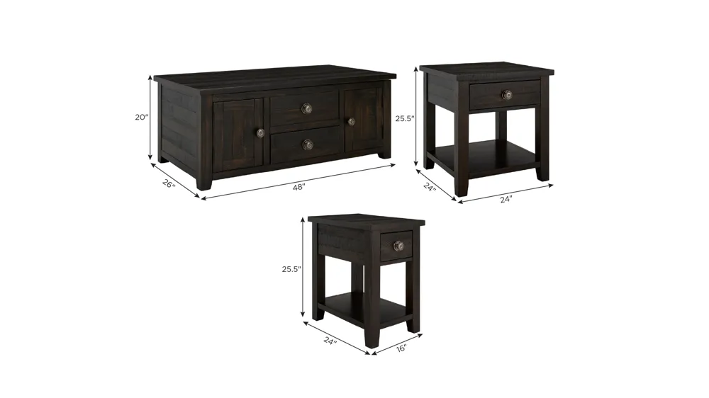Kiara 3-pc. Occasional Tables Dimensions