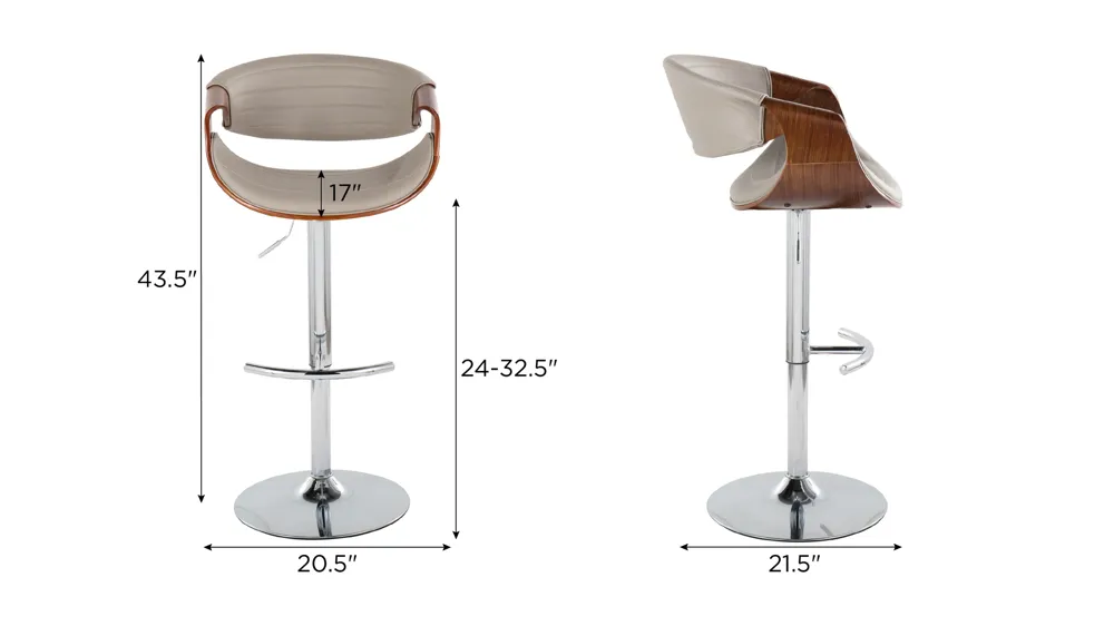 Symphony Adjustable Barstool - Set of 2 Dimensions