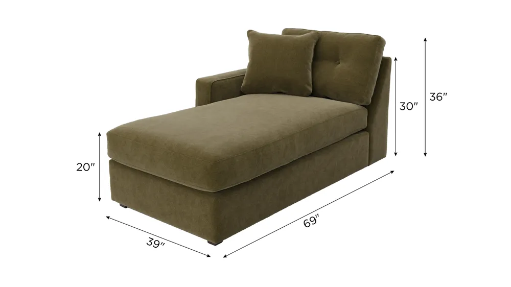 ModularOne Left Arm Facing Chaise Dimensions