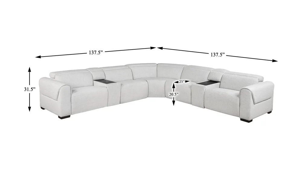 Zennia 7-pc. Modular Power Reclining Sectional Dimensions