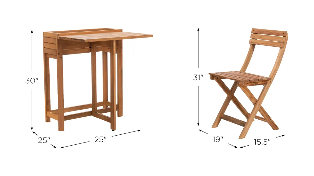 Welch 3-pc. Outdoor Cabinet Dining Set Dimensions