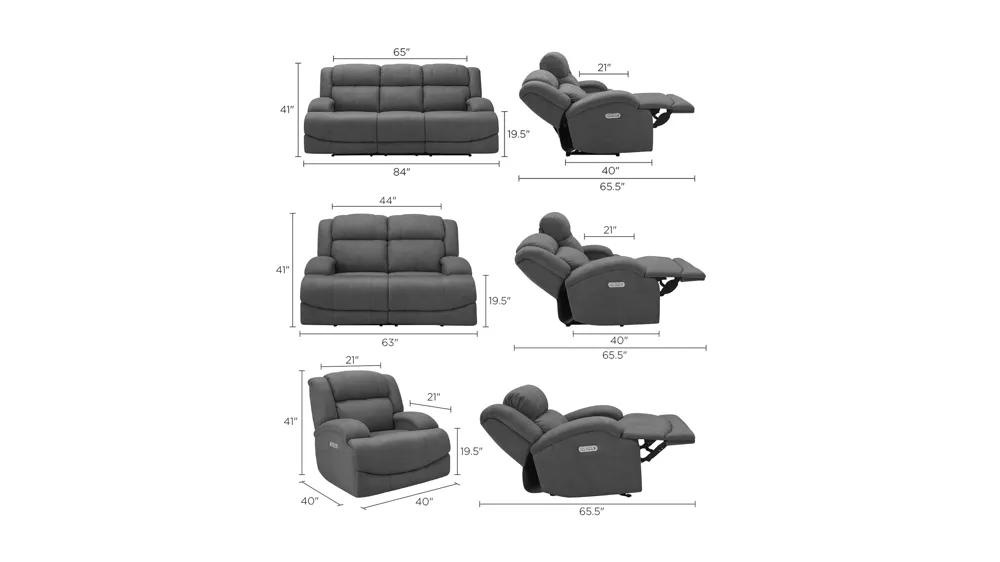 Quincey Living Room Set Dimensions