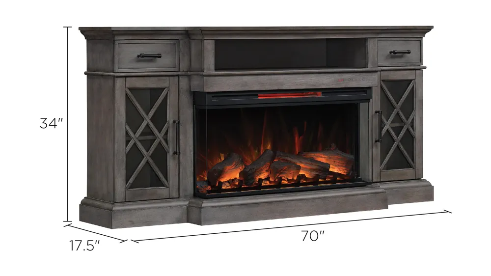 Hamilton 70" TV Console w/ Electric Fireplace Dimensions