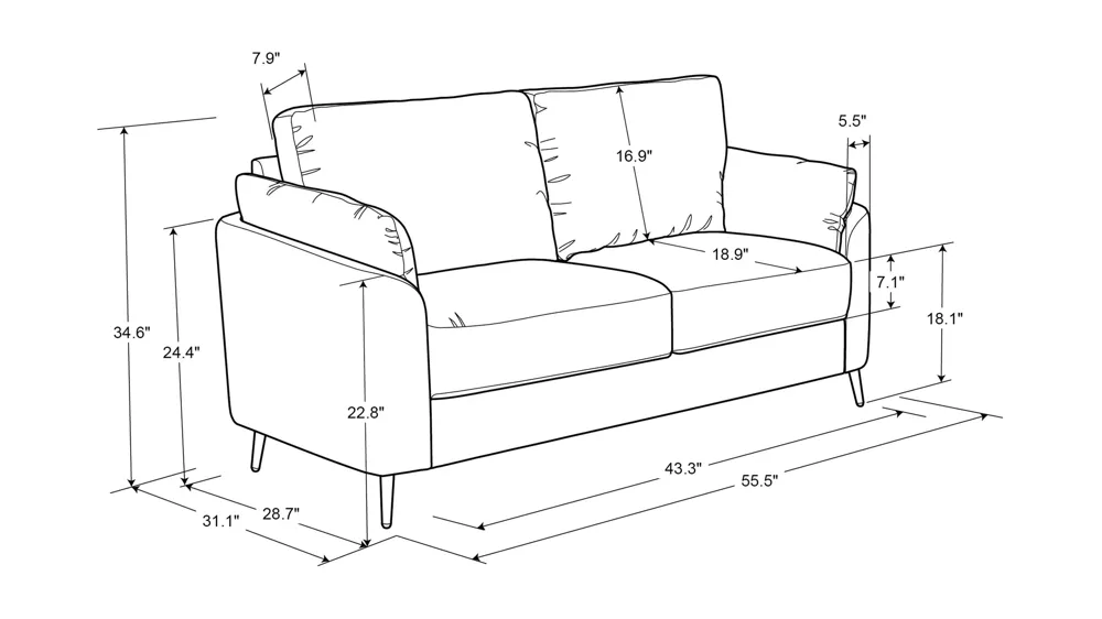 Bradley Loveseat Dimensions