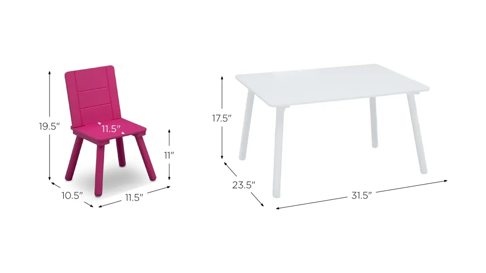 Table and Four Chair Set by Delta Children Dimensions