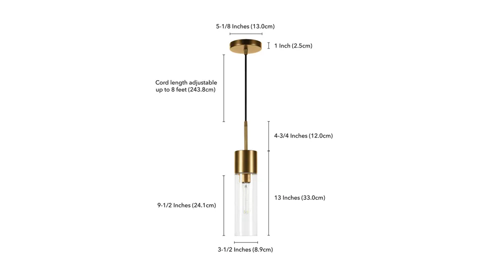 Richards Clear Glass Pendant Dimensions