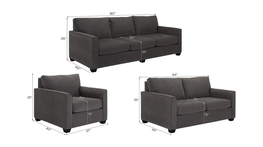 Kendall Living Room Set Dimensions