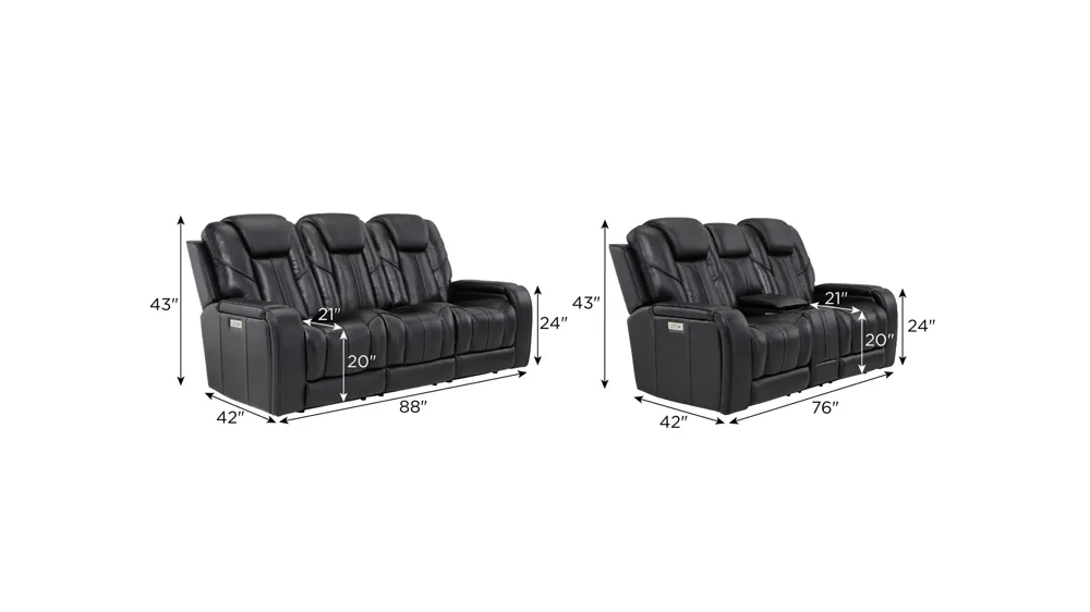 Starlight Triple Power Living Room Set Dimensions
