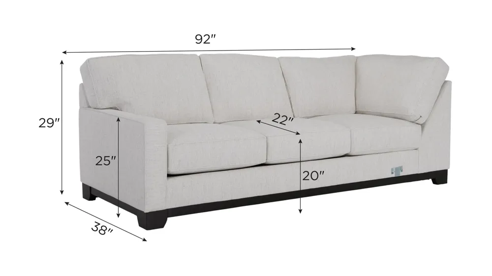 Artemis I Left Arm Facing Sofa w/Return Dimensions